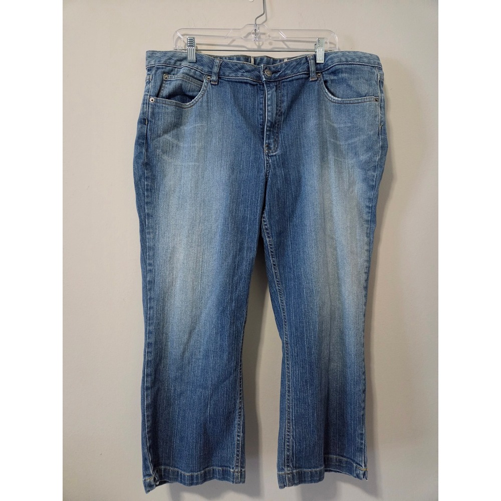 Gap Womens Size 18 Medium Wash Denim Cropped‎ Jeans Straight Leg RN54023